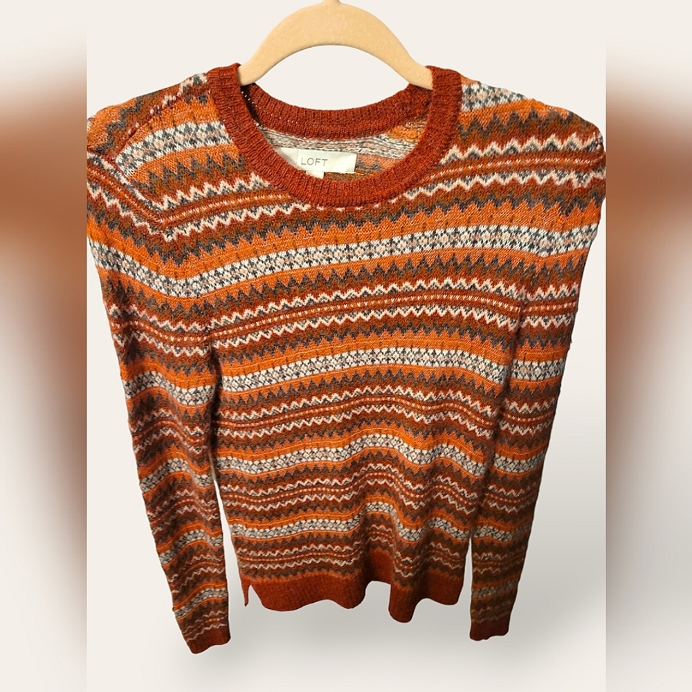 Loft Red Fair Isle Sweater size XS